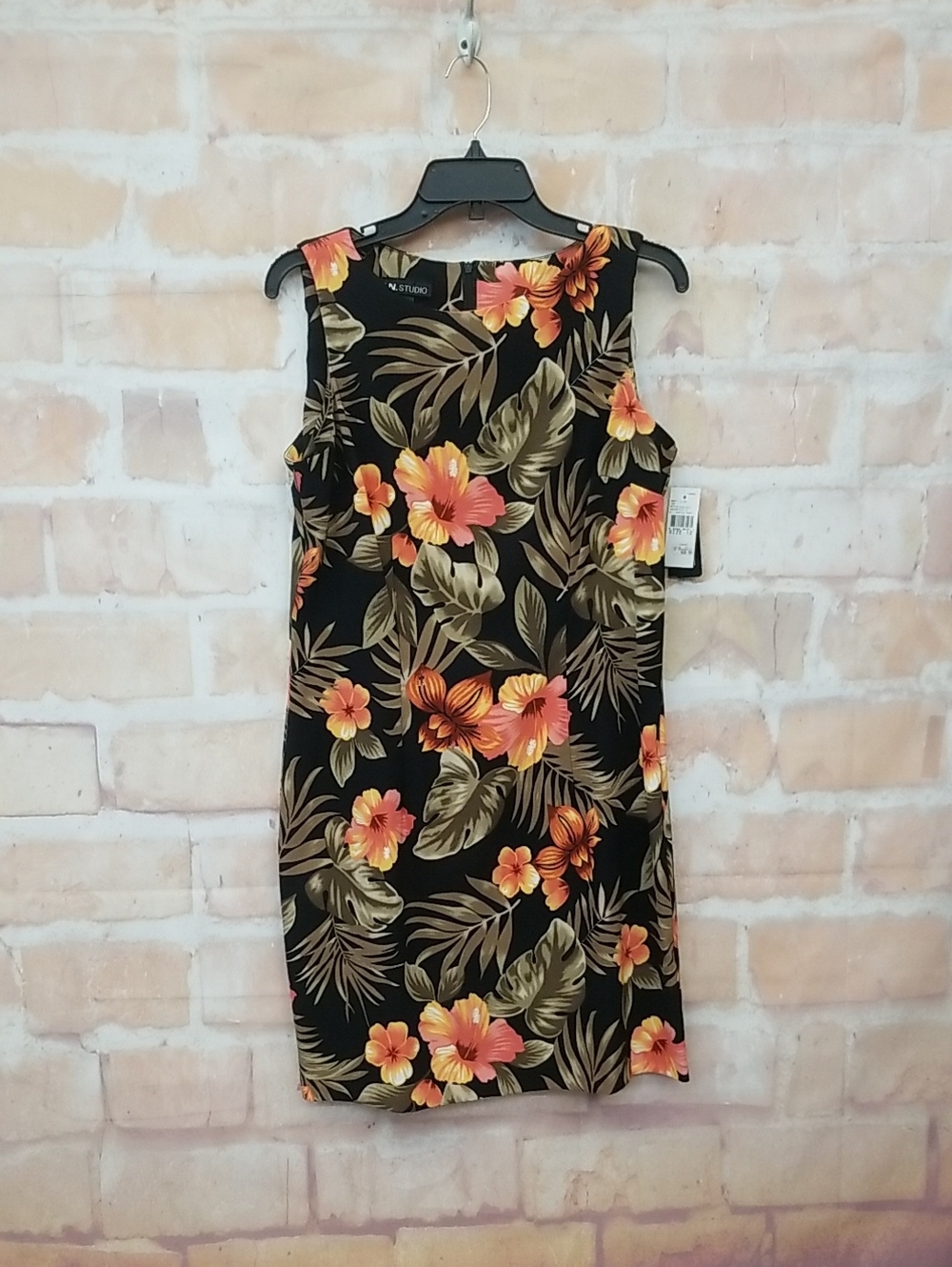 In Studio Black Tropical Floral Sleeveless Mini Dress
